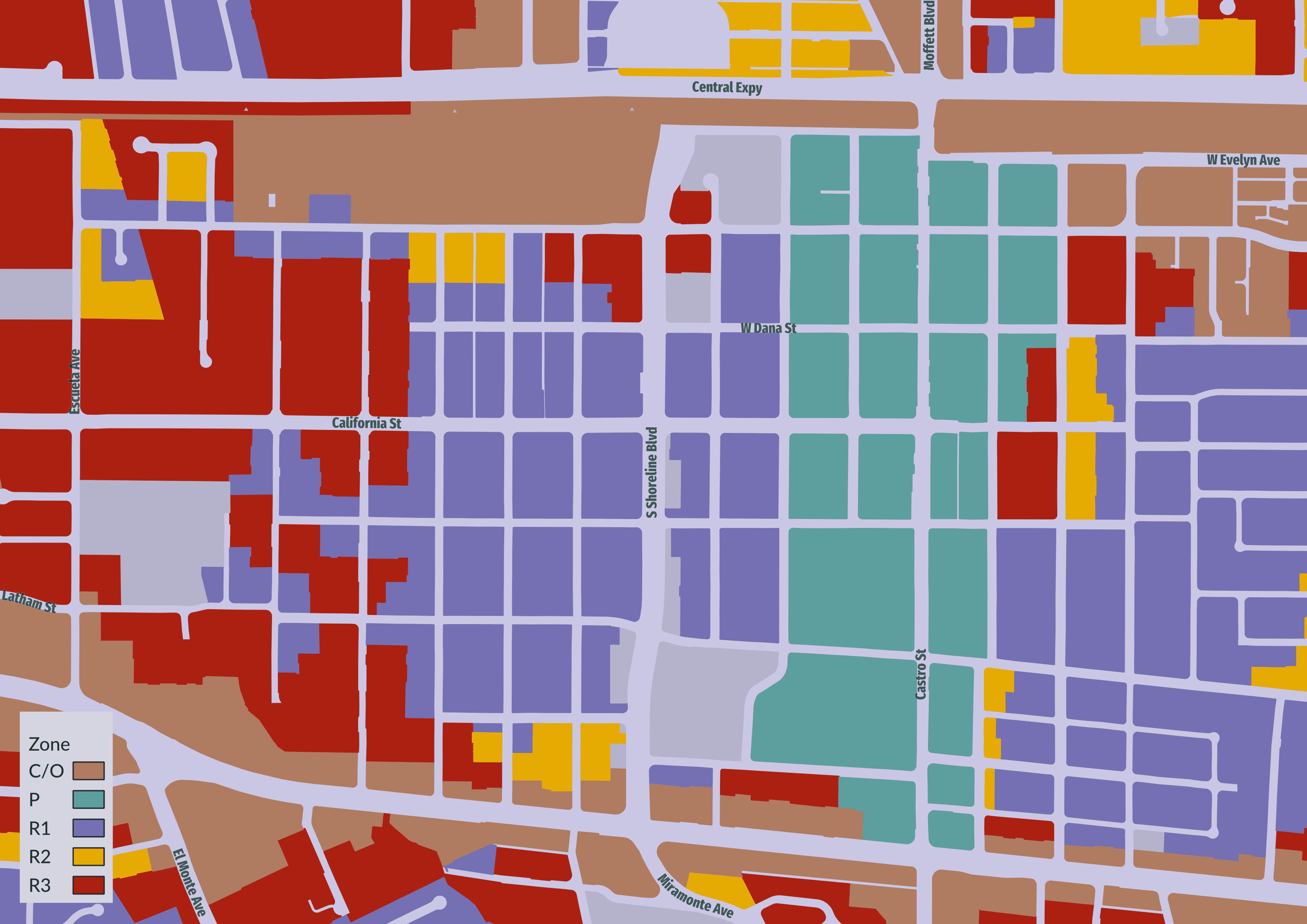 zoning map of central Mountain View