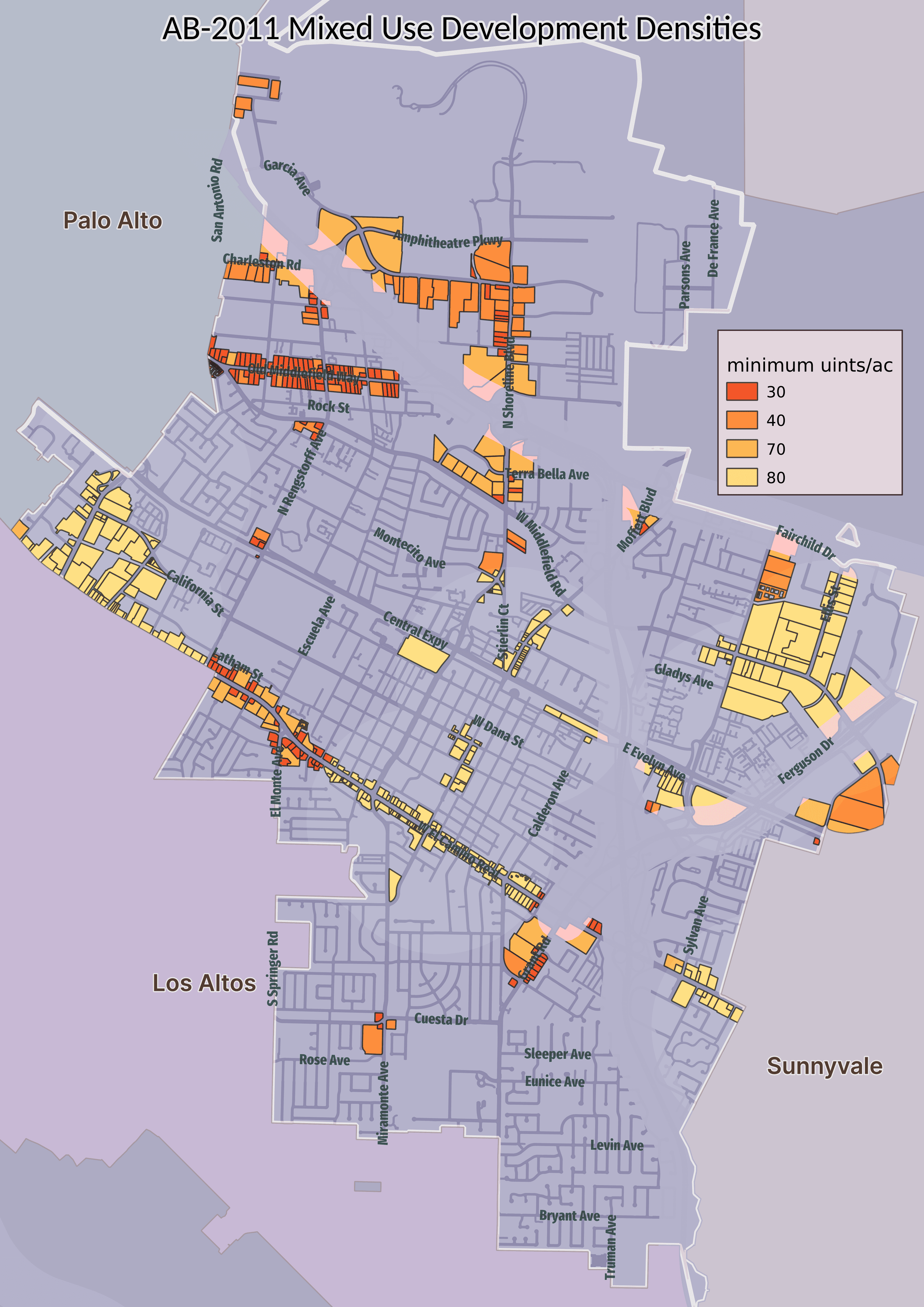 Map of AB-2011 Mixed-Use eligible lots