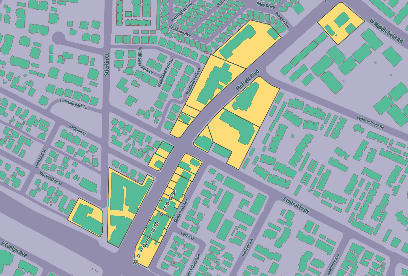 Map of AB2011 lots along Moffett Blvd