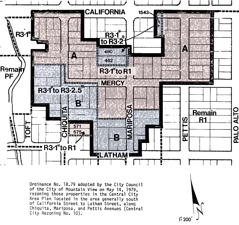 Example ordinance map showing rezoned areas in Shoreline West