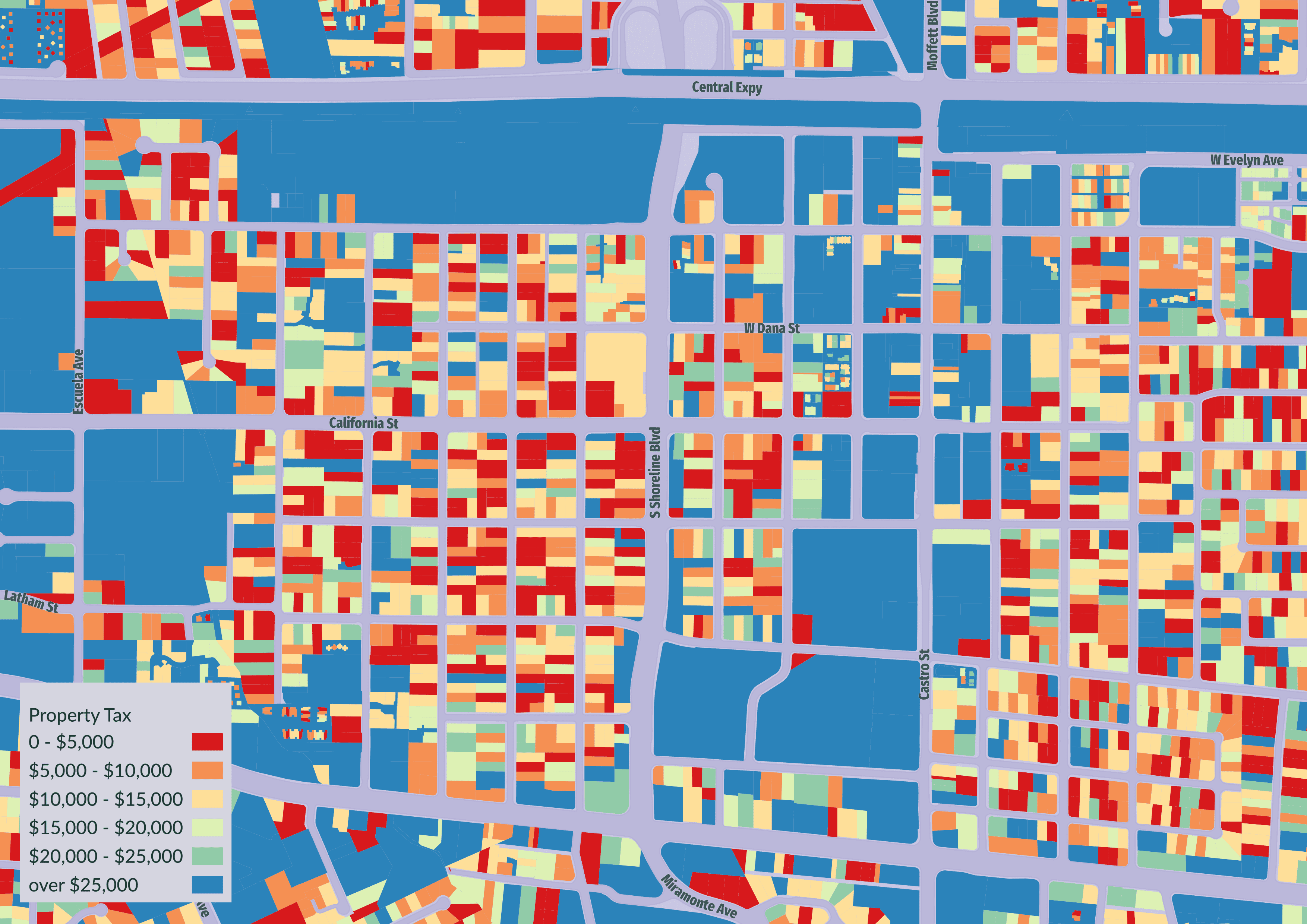 Assessed Value of different parcels in Mountain View