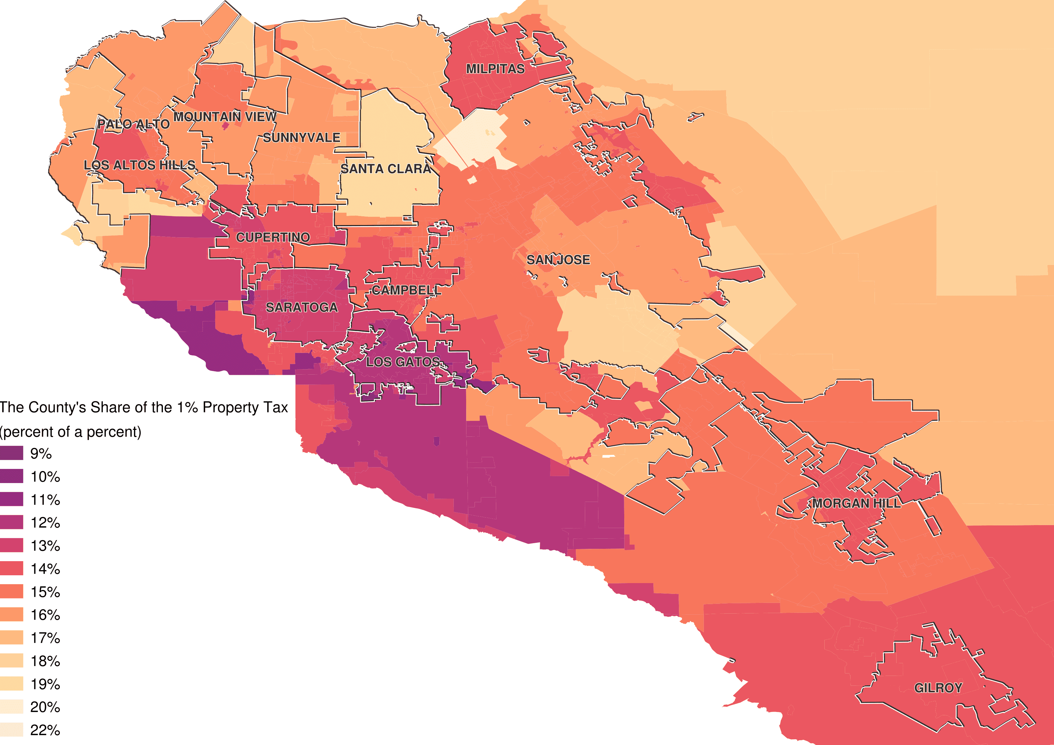 Santa Clara County's share of the 1% property tax